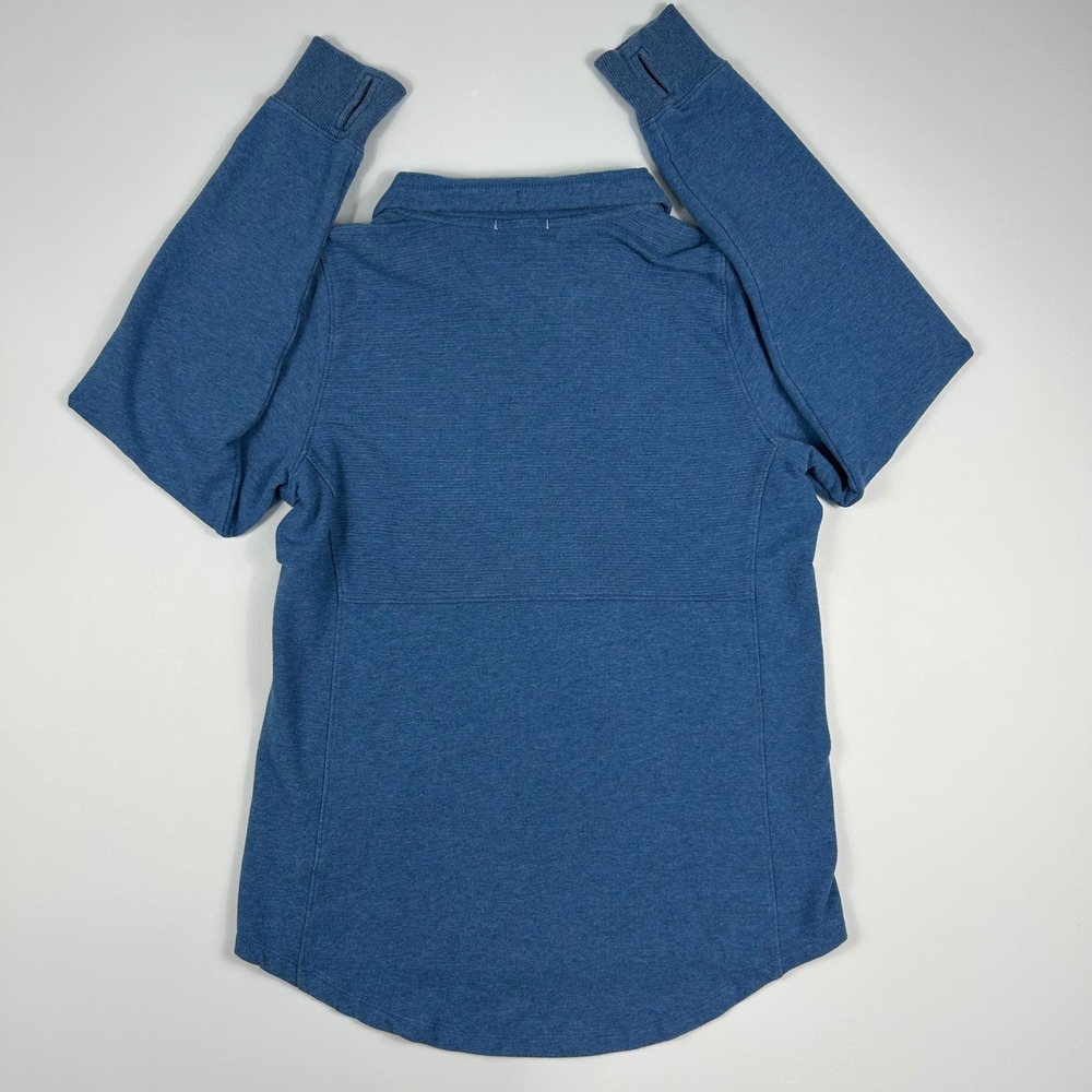 LL Bean Womens Funnel Neck Pullover Blue Heathered Sweatshirt Thumbholes Size M - Picture 8 of 9